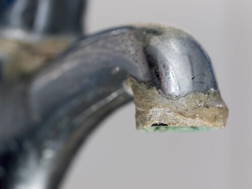 faucet with limescale buildup